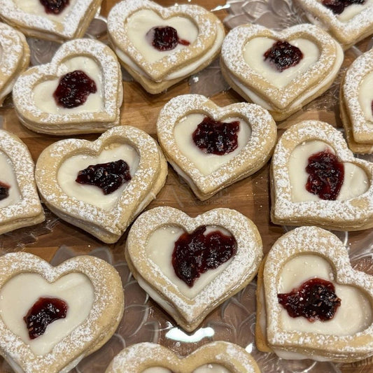 White Chocolate Raspberry Linzer Cookies